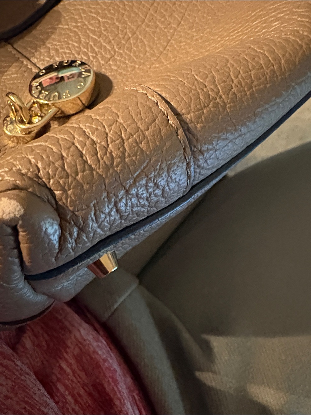 Furla Taupe Leather Satchel with Gold-Tone Charm - Picture 7 of 13
